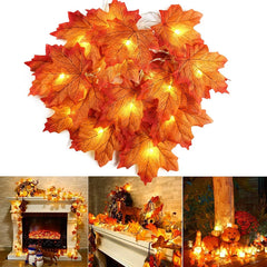 Ihomed 2/3/6M Christmas Decoration Artificial Maple Leaf Leaves LED Light String Lantern Garland Home Party DIY Deco Halloween New Yea