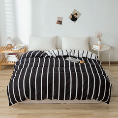 Ihomed Black Stripe Duvet Cover,Polyester Fiber,Classic Geometric Quilt Bag,Grid Heart Comforter Cover,Bedroom Decor Bedding,150*200 RU