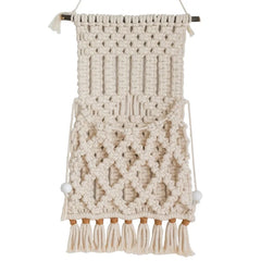 Ihomed Macrame Organizer Wall Decor Hanging Tapestries Magazine Book Flower Display Holder for Home Apartment Dorm Room Decoration