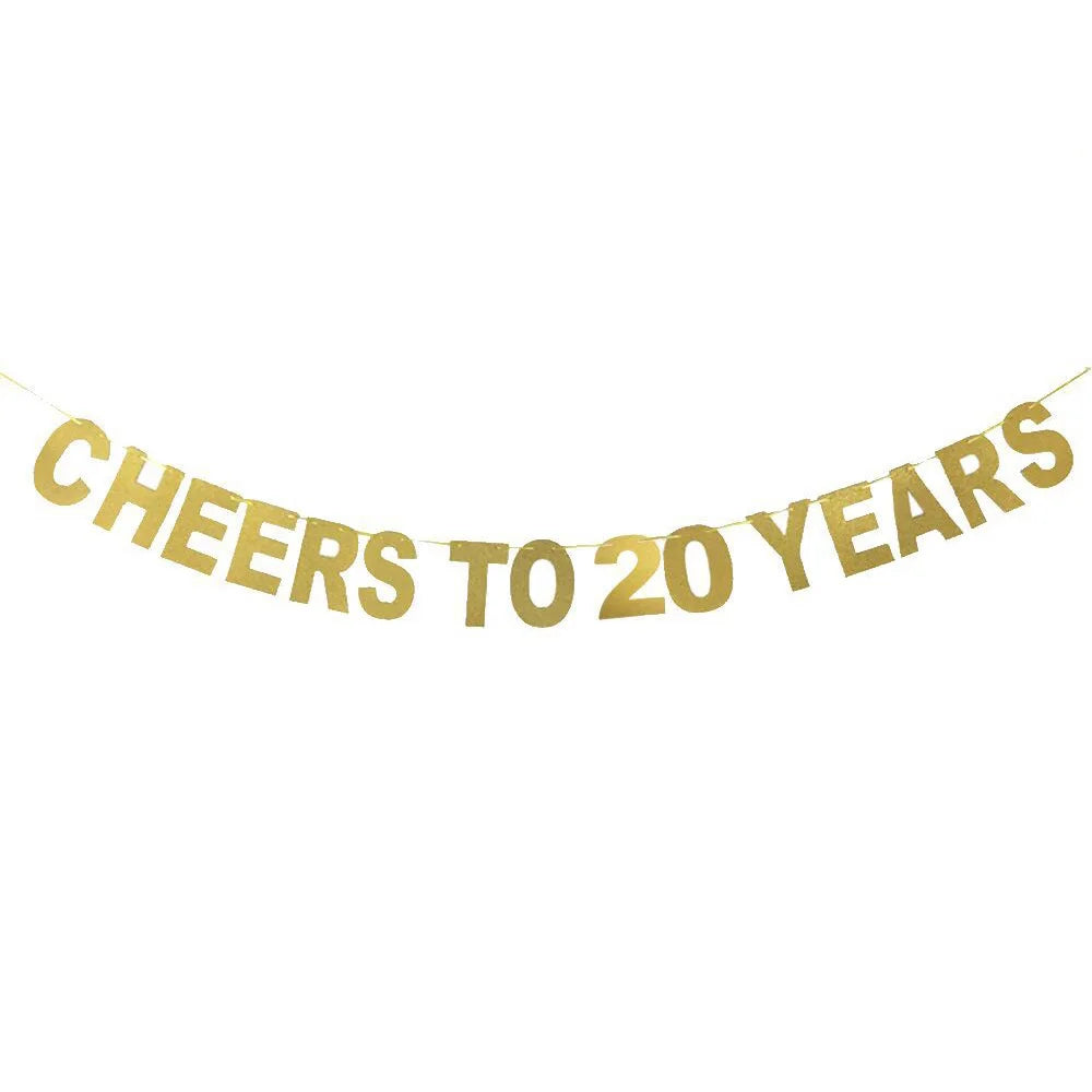 Ihomed 30th Birthday Gold Banner 40 birthday Cheers To 10 20 30 40 50 60 70 80 Years Letter Flag Anniversary Birthday Party Decoration