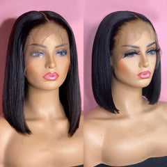 Ihomed Glueless Wigs Human Hair Ready To Wear Straight Bob Wig Perruques Cheveux Humains Pre Plucked With Baby Hair Frontal Wigs 180%