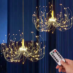 Ihomed 150/200 LED String Fairy Lights Hanging Starburst Lamp DIY Firework Christmas Garland Festival Decoration Remote Twinkle Lights