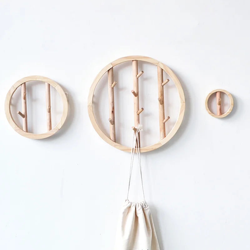 Ihomed Wood Wall Hooks Decorative Clothes Hanging Hook Crochet Nordic Wooden Cloth Holder Organizer Hangers for Home Hotel Dorm Decor