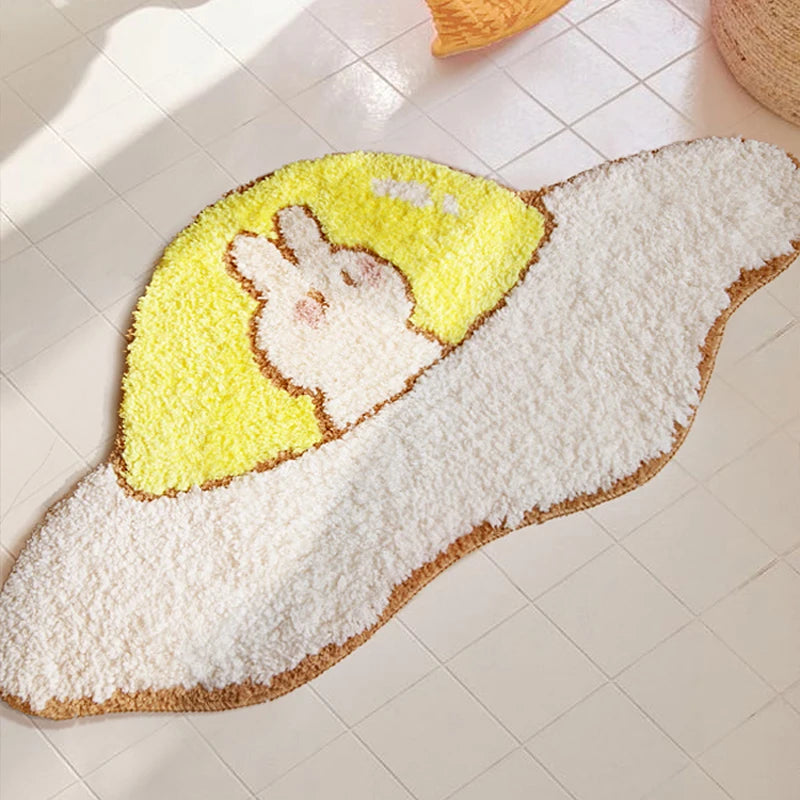 Ihomed Egg Shape UFO Mat Nordic Funny Fluffy Bathroom Carpet Area Rug Bath Room Floor Anti Slip Pad Bathmat Doormat Home Office Decor