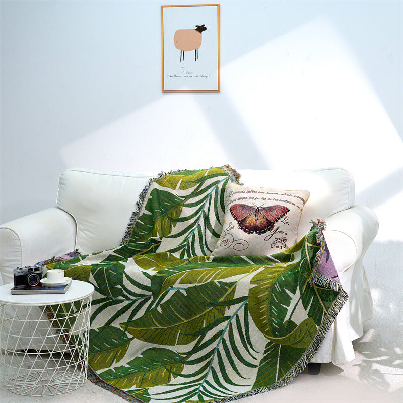 apartment decor inspiration Household Flower Sofa Blanket Polyester Cotton 130 * 160cm with Tassels Four Seasons Universal Recliner Blanket Coffee Table Tablecloth