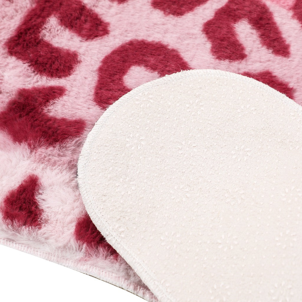 Ihomed Pink Leopard Print Rugs