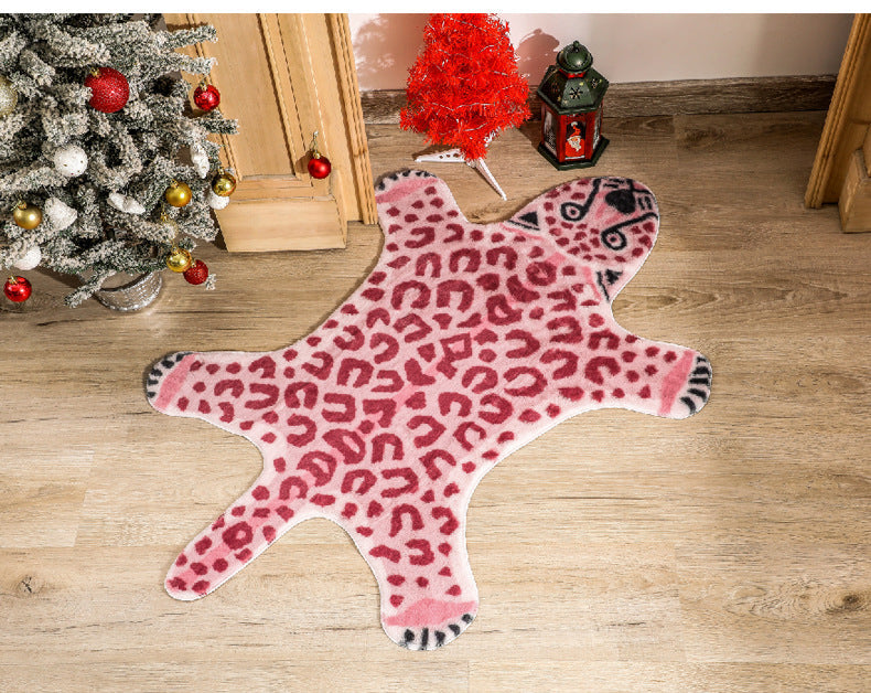 Ihomed Pink Leopard Print Rugs