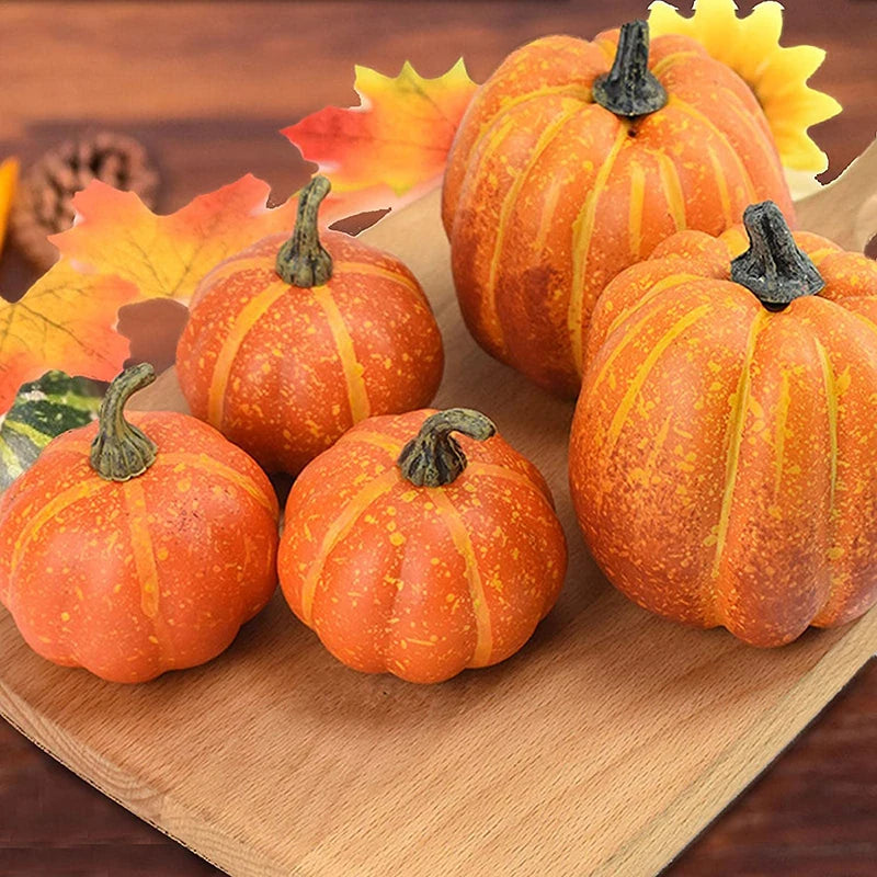 Ihomed 7pcs Simulation Pumpkin Model Fake Vegetable Halloween DIY Craft Home Table Display Birthday Party Wedding Fall Harvest Decor