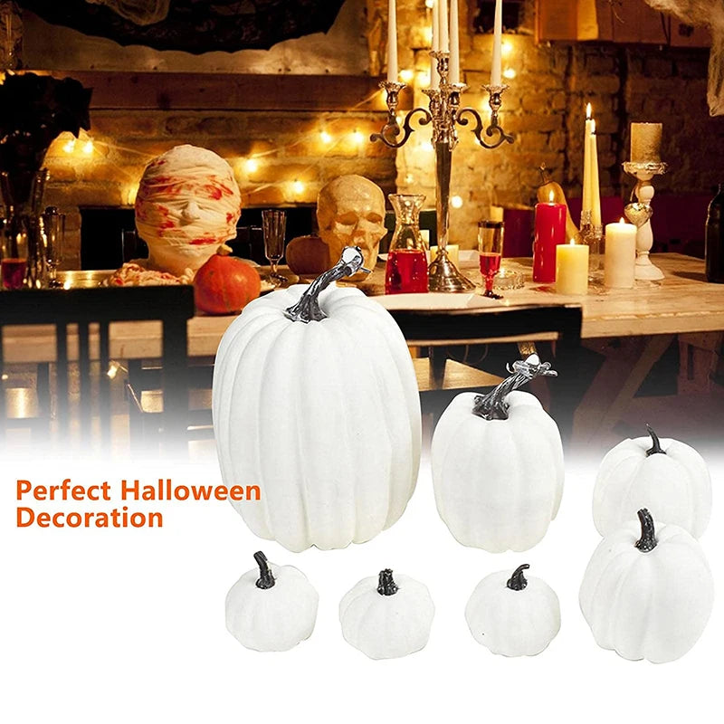 Ihomed 7pcs Simulation Pumpkin Model Fake Vegetable Halloween DIY Craft Home Table Display Birthday Party Wedding Fall Harvest Decor