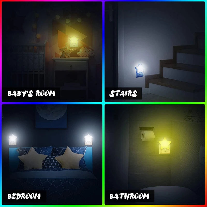 Ihomed LED Night Light Star Shape Remote Control Socket Lamp Bedroom Decor Bedside Wall Lamps Kids Children Baby Sleep Night Lights