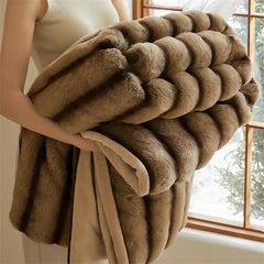 Ihomed Double layer Thickened winter Blanket Faux fur plush bed plaid super soft Sofa Blankets Microfiber blanket Bedspread on the bed