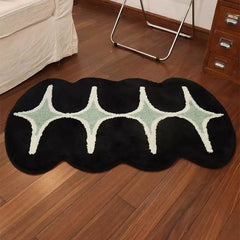 Ihomed Black And Green Rug Nordic Soft Tufted Irregular Floor Mat Bathmat Bedroom Carpet Home Aesthetic Room Decor