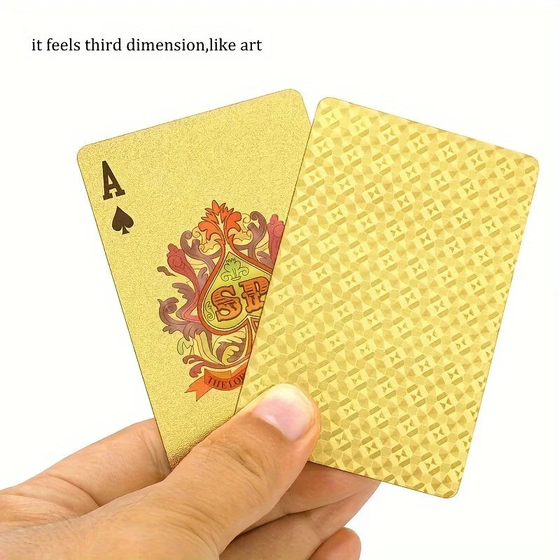 Ihomed 1 set of waterproof gold foil poker, 24K gold plastic poker, durable washable party entertainment supplies