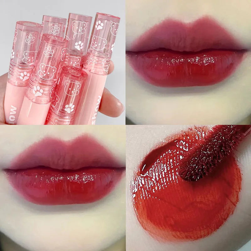 Ihomed Cute Bear Velvet Lip Gloss Girl's Matte Lip Glaze Waterproof Lasting Transparent Red-brown Lip Mud Korean Makeup Liquid Lipstick