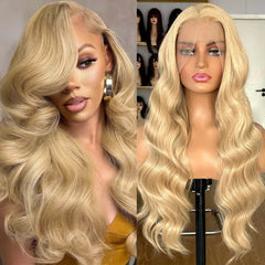 Ihomed Blonde Highlight Wig Long Wavy Synthetic Lace Front Wig Loose Deep Wave Honey Blonde Colored Hair 13X4 Frontal Wigs for Women