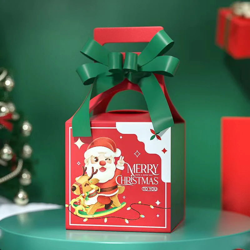 Ihomed 1Pcs Merry Christmas Bow Gift Boxes Chocolate Candy Cookie Packaging Box Santa Claus Decorations Xmas New Year Present Box