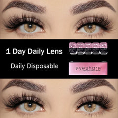 Ihomed 10Pcs Daily Disposable 1 Day Daily Lens Green Color Contact Lenses for Eyes Natural Style Beautiful Pupils