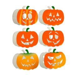 Ihomed 6Pcs Wooden Pumpkin Hanging Crafts Carton Funny Face Ornament For Halloween Party Home Decorations Kids DIY Painting Gifts