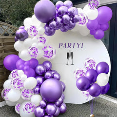 Ihomed 42pcs 12inch Purple Confetti Latex Balloons Happy Birthday Party Decorations Kids Boy Girl Adult Wedding Mermaid Globos Supplies