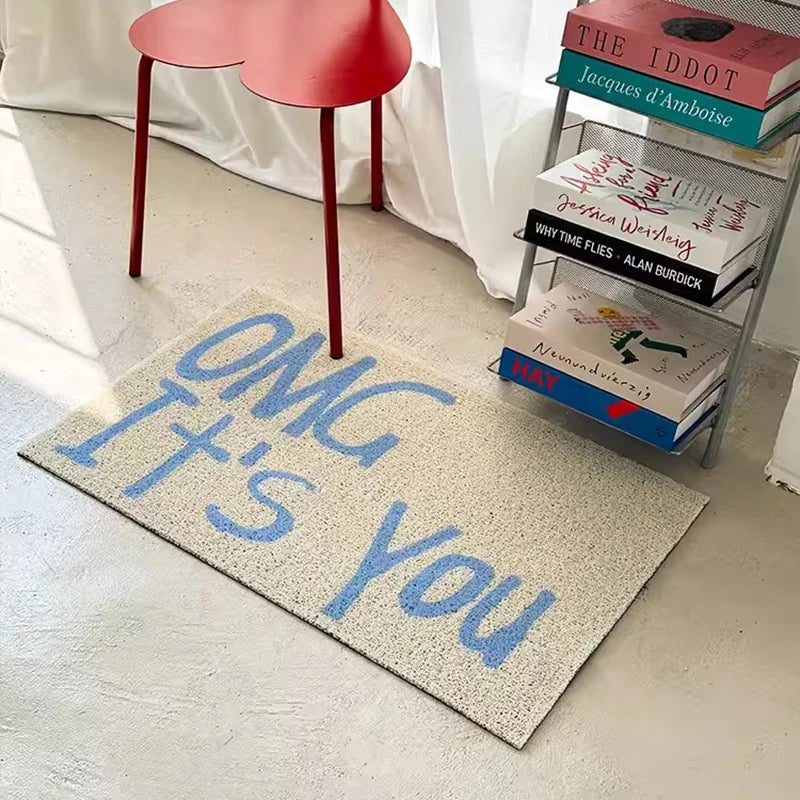 Ihomed PVC Letters Welcome Doormat Nordic Cuttable House Entrance Mat Rug Carpet Anti Dust Floor Pad Outdoor Aesthetic Home Room Decor