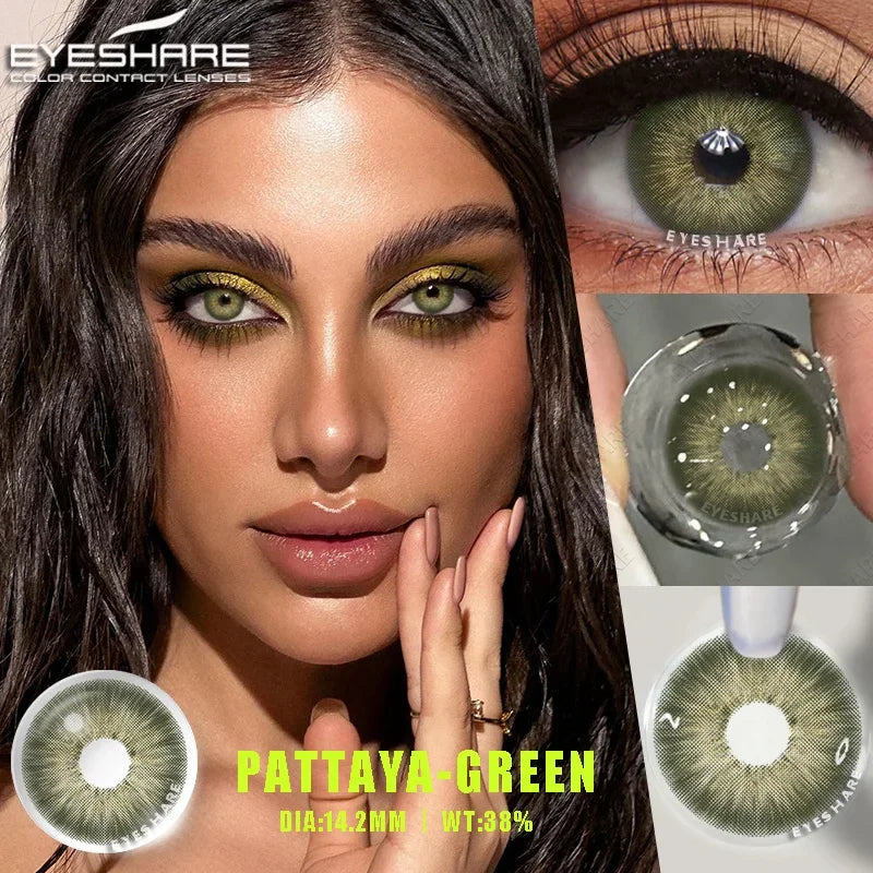 Ihomed 1Pair Colored Contact Lenses for Eyes Gray Pupis Blue Lens Green Eye Lenses Yearly Fashion Lenses Cosmetic Eye Contacts