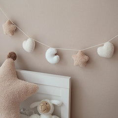 Ihomed Nordic Style Fluffy Garland Handmade Moon Star Hanging Decoration Baby Kids Room Home Party Wedding Holiday Wall Nursery Decor