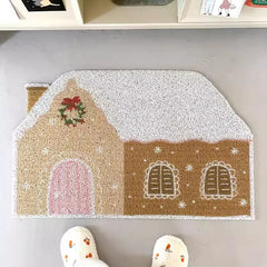 Ihomed PVC Cute House Welcome Doormat Cuttable Entrance Mat Rug Carpet Anti Dust Door Floor Tidy Pad Hallway Outdoor Home Decor