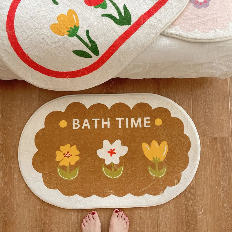 Ihomed Korean Style Lamb Velvet Thickened Floor Mat Bedroom Bathroom Door Absorbent Non-Slip Carpet Entry Door Mat Bedside Rug