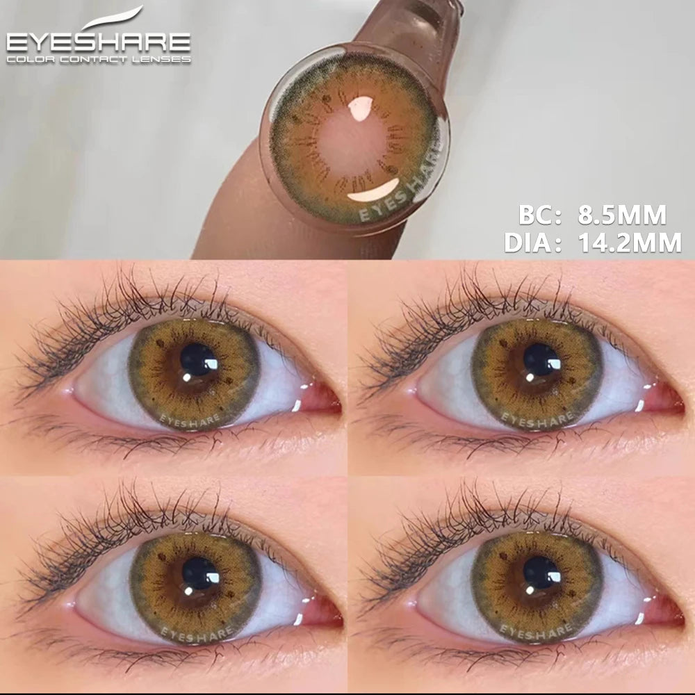 Ihomed 1Pair Myopia Lenses Color Contact Lenses for Eyes Lenses With Diopters Prescription Natural BrownLenses Blue Eye Lenses