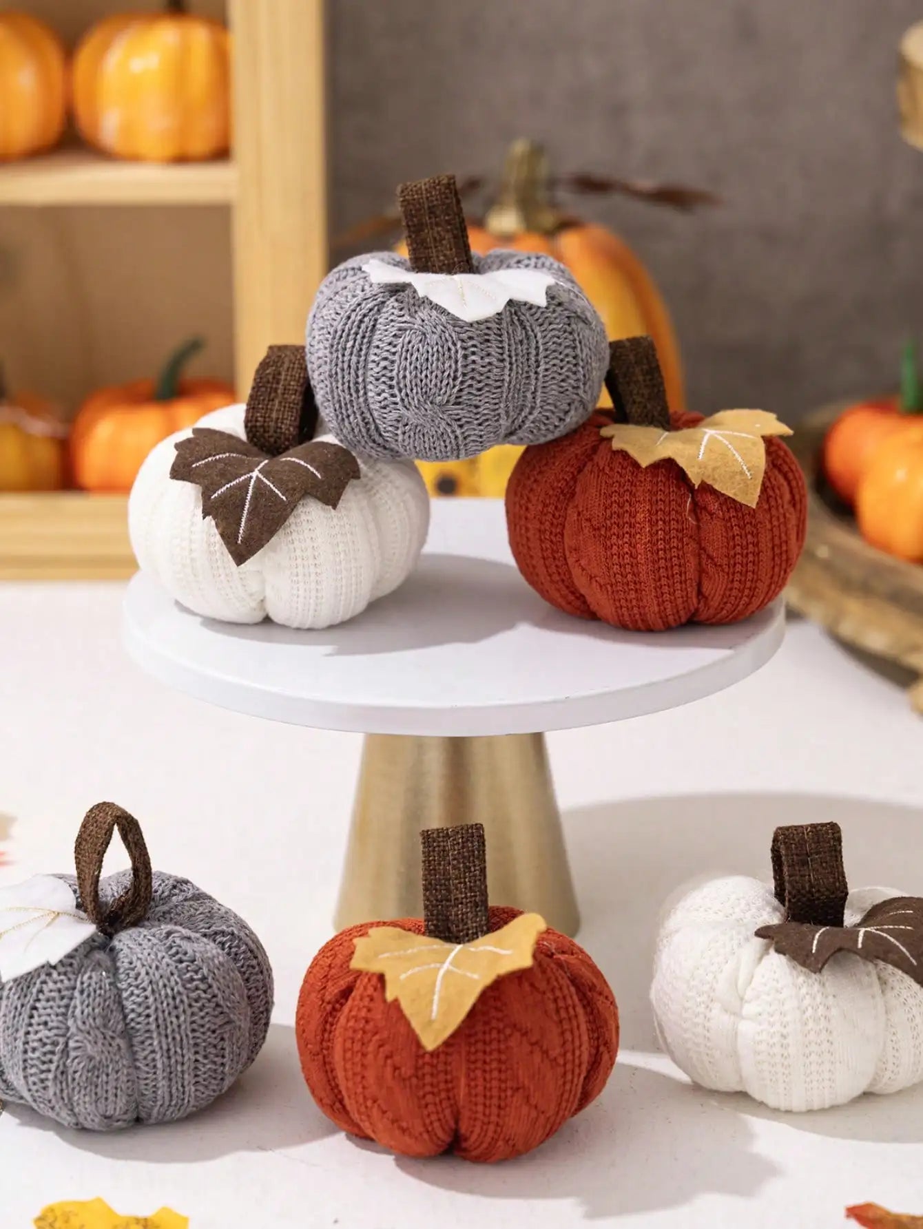 Ihomed 1PC home decoration ornaments Thanksgiving Harvest Day knitted pumpkin can be used as ornaments, banners, banners, and flags