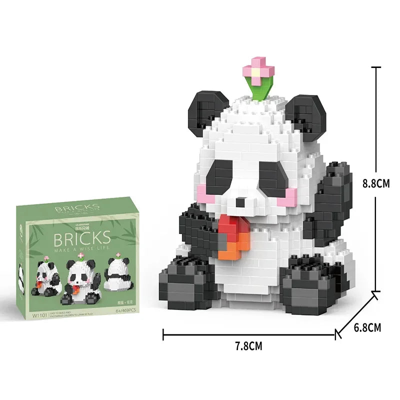 Ihomed Creative DIY Assemable Animal Cute MINI Chinese Style Animal Panda Building Block Educational Boy Toys For Children Model Bricks