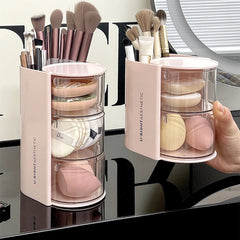 Ihomed Rotating Powder Puff Storage Box Dust-proof Desktop Beauty Egg Air Cushion Rack Multi-layer Lipstick Makeup Brush Storage Rack