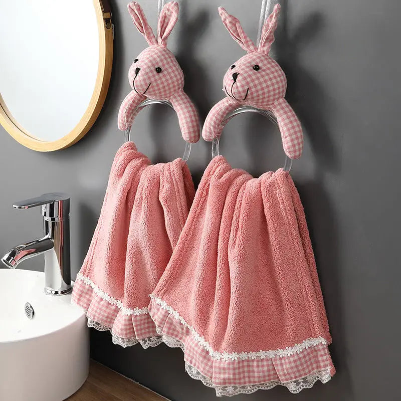 Ihomed Circular Rabbit Hand Towel Hanging Quick Drying Handkerchief Kitchen Bathroom Acceesories Household Microfiber Towel Cute 2025