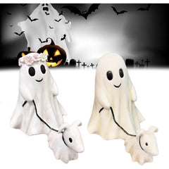 Ihomed Halloween Ghost Walking Dog Statue Halloween Ghost Dog Decor Statues Spooky Ghost Dog Halloween Home Tabletop Decorations Gift