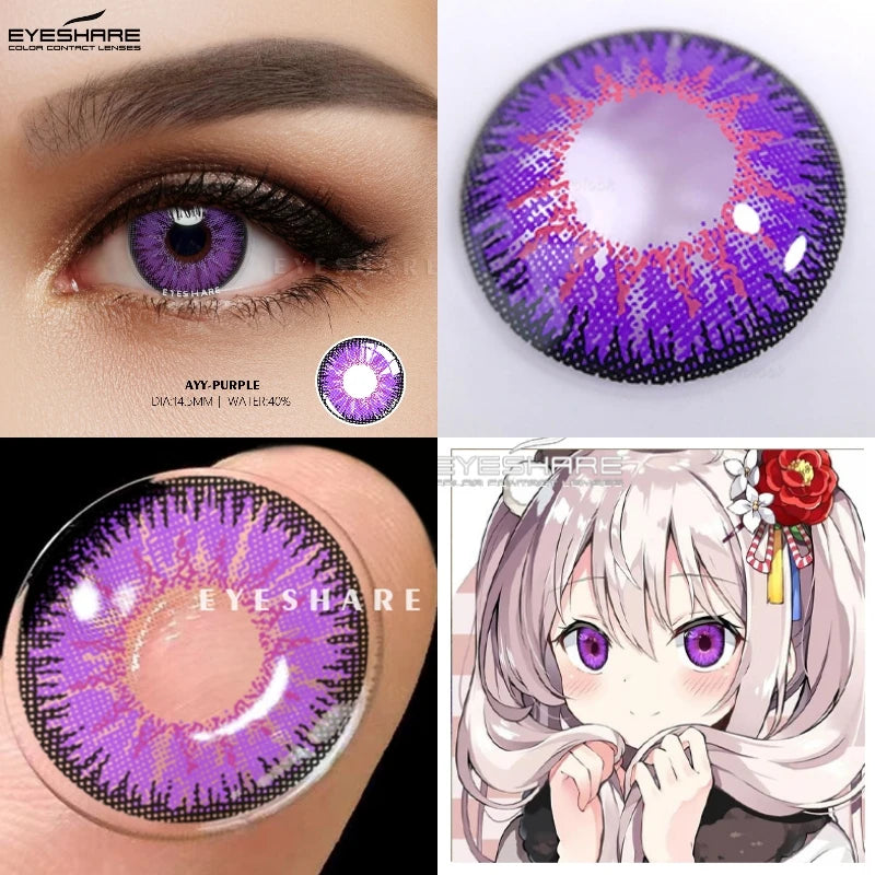 Ihomed 1Pair Cute Cosplay Colored Contacts Lenses Hoshino Ai Pupil Lens  Anime Lens Halloween Cosmetic Blue Eyes Contact Lens