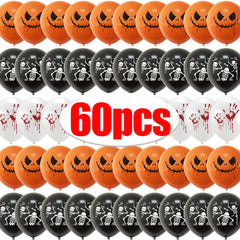 Ihomed 12 Inch Halloween Balloons Set Black Orange White Inflatable Latex Balloon Kids Toys Pumpkin Skeleton Bar Party Decor Balloons