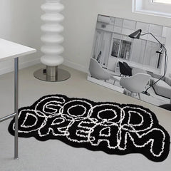 Ihomed Long Tufting Good Dream Living Room Carpet Black White Letters Bedroom Rug Corridor Area Floor Mat Doormat Aesthetic Home Decor