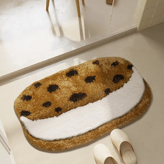 Ihomed Tufting Cookies Bathmat Soft Fluffy Cartoon Biscuit Bathroom Tub Side Carpet Pad Anti-slip Rug Home Kids Room Nursery Decor