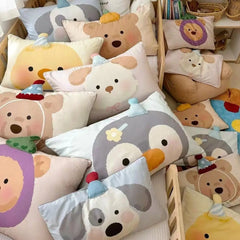 Ihomed Autumn Winter Cartoon Pillowcase Children Cotton Kindergarten Pillowcases 30X50cm Pillow Cover Adult 48X74cm Home Decoration