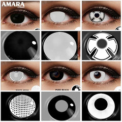 Ihomed Cosplay Color Contact Lenses for Eyes Anime Eye Lens 1Pair White Black Lenses Contact Lenses Cosmetic Color Lens Eyes