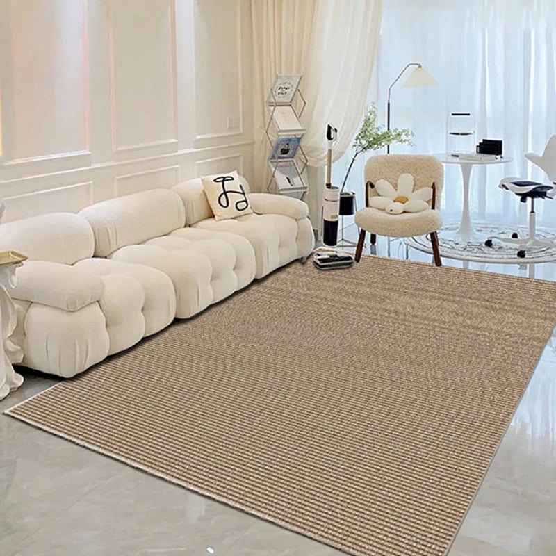 Ihomed Modern Simple Beige Living Room Carpet Oversized Bedroom Line Rug Thickened Soft Room Alfombra Home Decor Tapis Tapete ковер 카페트