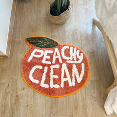 Ihomed Peach Tufted Rug Kawaii Carpet for Living Room Oval Non-slip Carpet Non-Slip Abosrbent Floor Mat Girl Bedroom Decor Rug Dropship