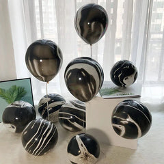 Ihomed 20pcs Black Marble Agate Latex Balloons Birthday Party Decorations Kids Boy Girl Adult Wedding Anniversary Globos Decor Supplies