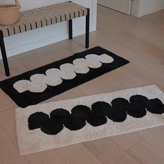 Ihomed Black White Tufting Bedside Rug Soft Geometric Bathmat Bedroom Carpet Cloakroom Mat Floor Pad Tidy Aesthetic Home Decor