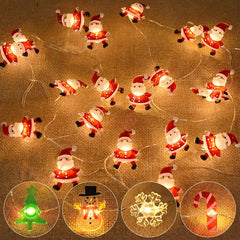 Ihomed 2M 20LED Santa Claus Snowman Elk Garland Lights String Christmas Decorations for Home 2024 Xmas Tree Ornaments Navidad New Year