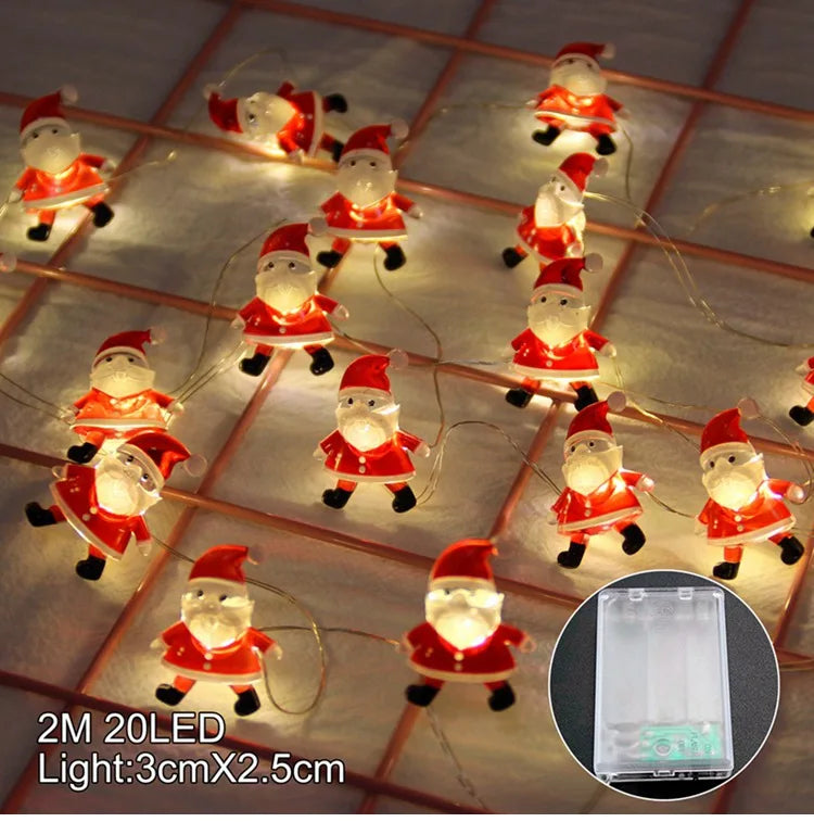 Ihomed 2M 20LED Santa Claus Snowman Elk Garland Lights String Christmas Decorations for Home 2024 Xmas Tree Ornaments Navidad New Year