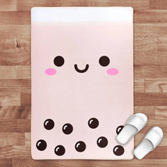 Ihomed Boba Rectangular Room Area Rug Living Room Bedroom Non-slip Decor Soft Flannel Home Carpet Cute Bubble Tea Dessert Cartoon