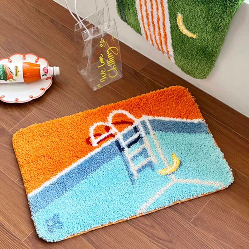 Ihomed Tufted Pool Bathroom Mat Soft Fluffy Rug Bedroom Bedside Carpet Door Floor Anti Slip Pad Aesthetic Home Warm Decor