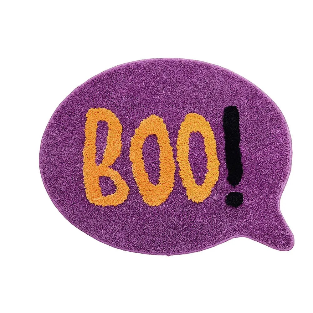 Ihomed Bathroom Fun Letter "Boo" Non-Slip Rug Mat Plush Foot Warmer Bedside Floor Mat Home Room Area Decoration Interesting Carpet