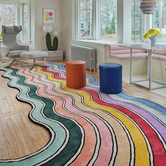 Ihomed Stripe Art Colorful Rainbow Carpet Large Area Living Room Rug Cozy Soft Bedroom Decoration Rugs Coffee Table Carpets Tapis ковер